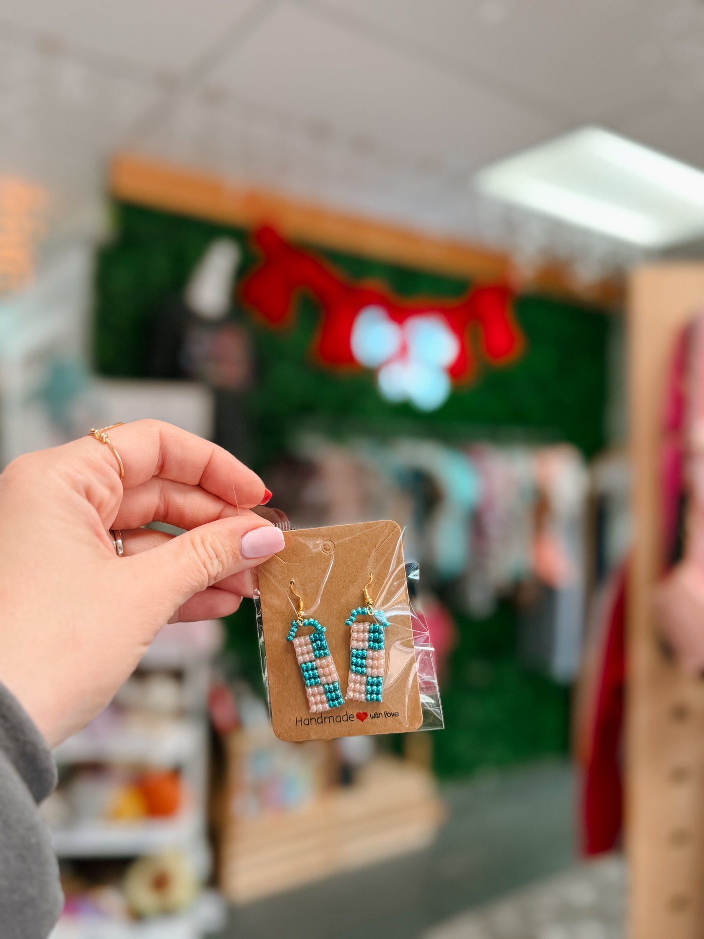 Turquoise + Pink Checkered Design {small}