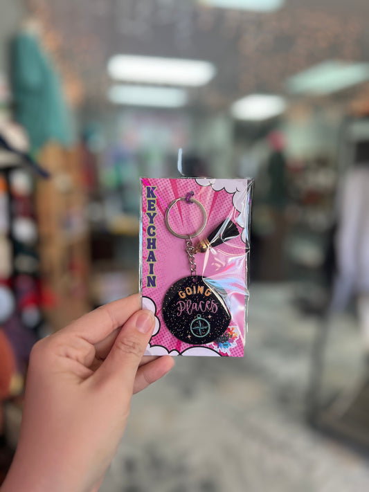 Going Places Circle Keychain