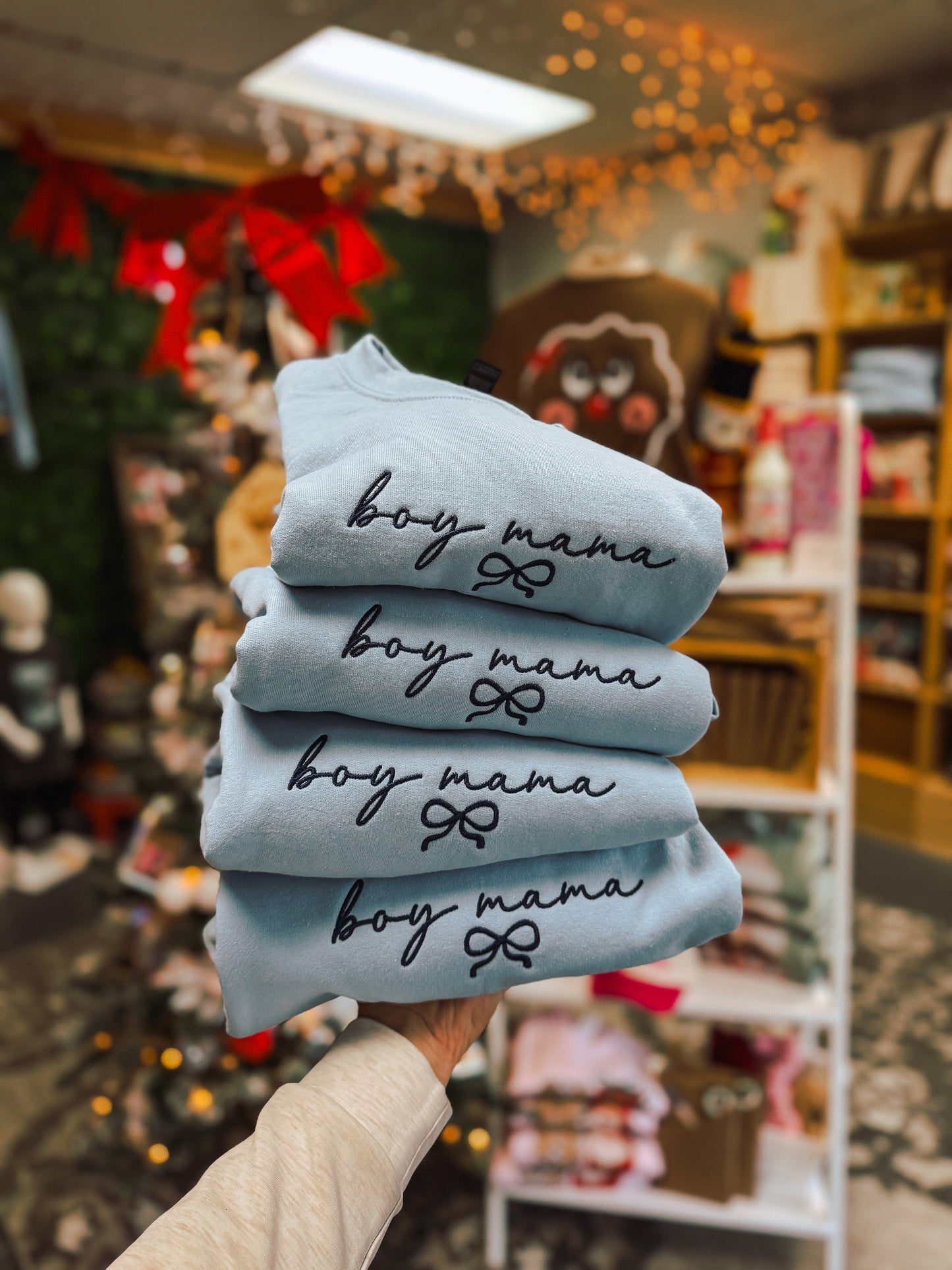 EMBROIDERED "BOY MAMA" - Lt Blue SW