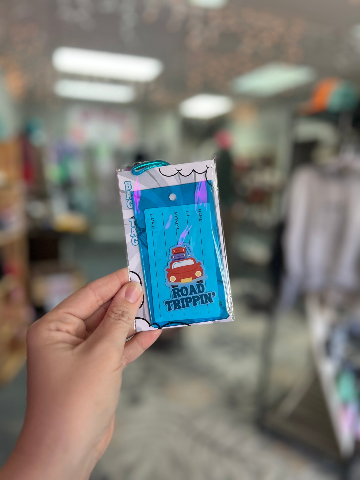 Road Trippin, Blue Bag/Luggage Tags w/loop
