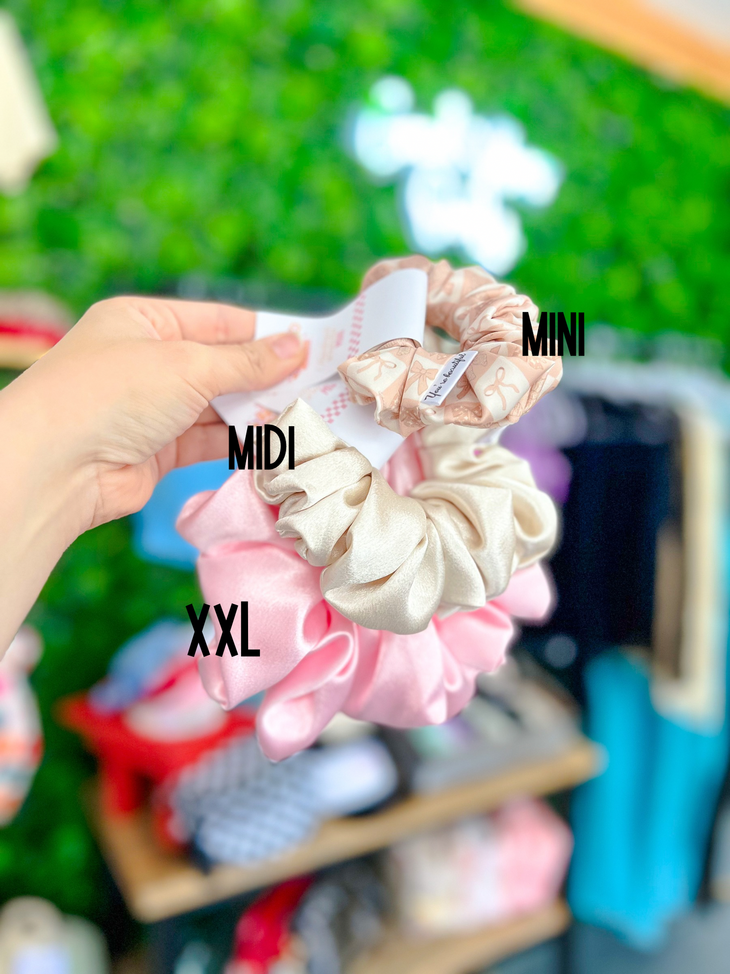 Tan Inspired Bows Scrunchie