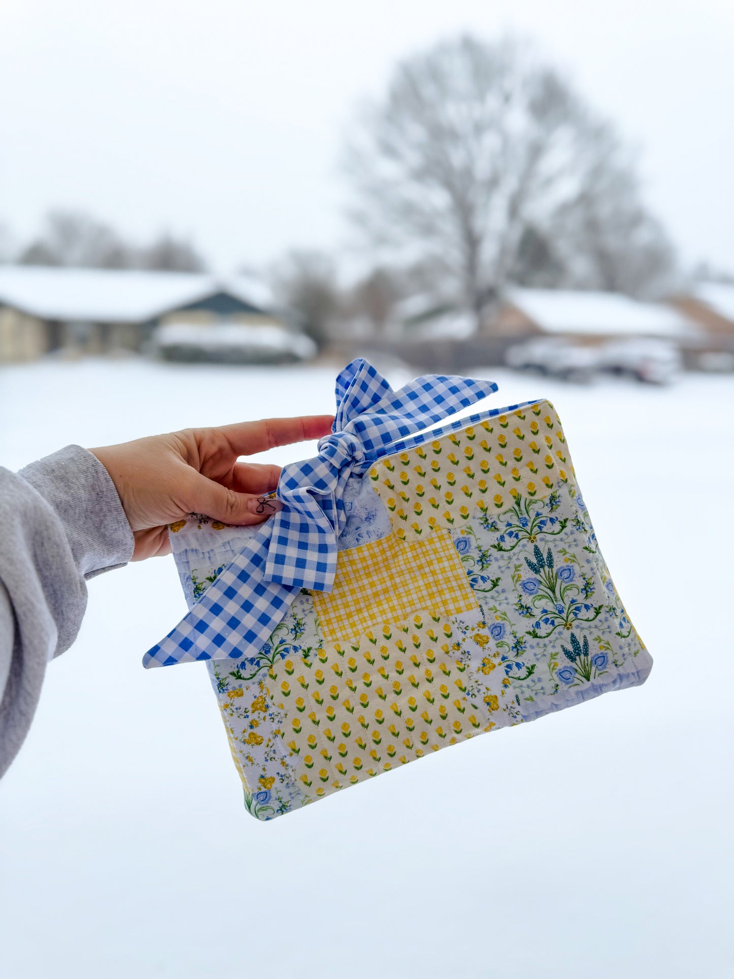 Bible/Book Case - Yellow/Blue Floral Gingham