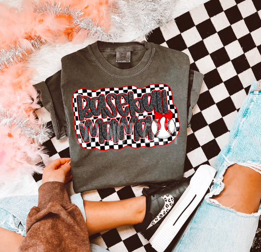 checkered baseball mama