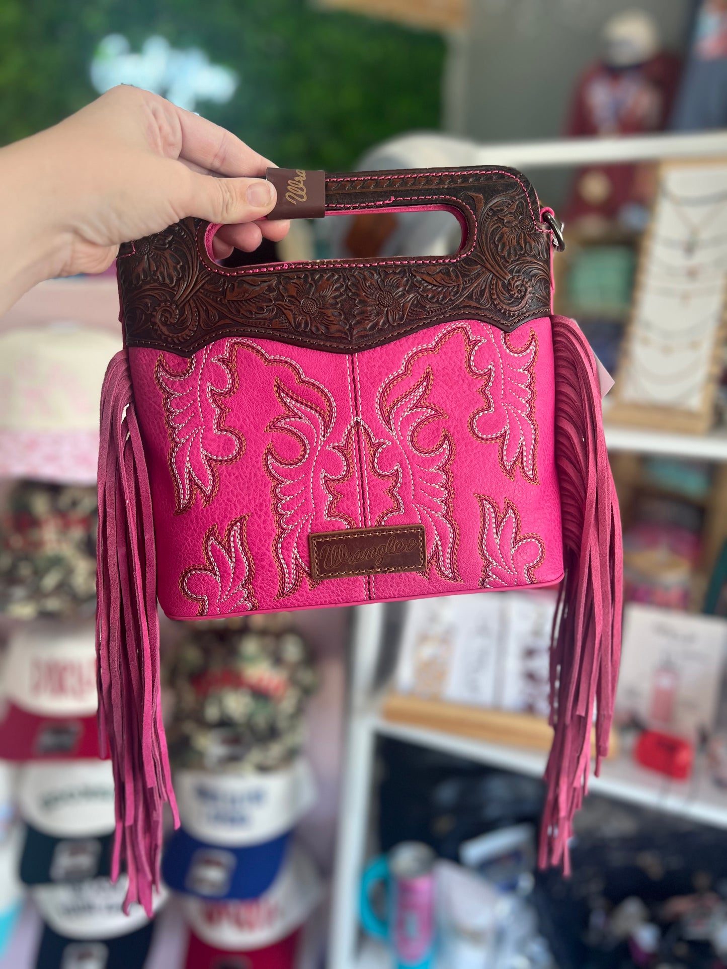 Pink Fringe Clutch Purse