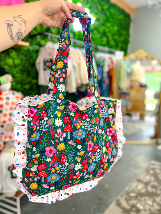Floral + Dots LG Tote Bag