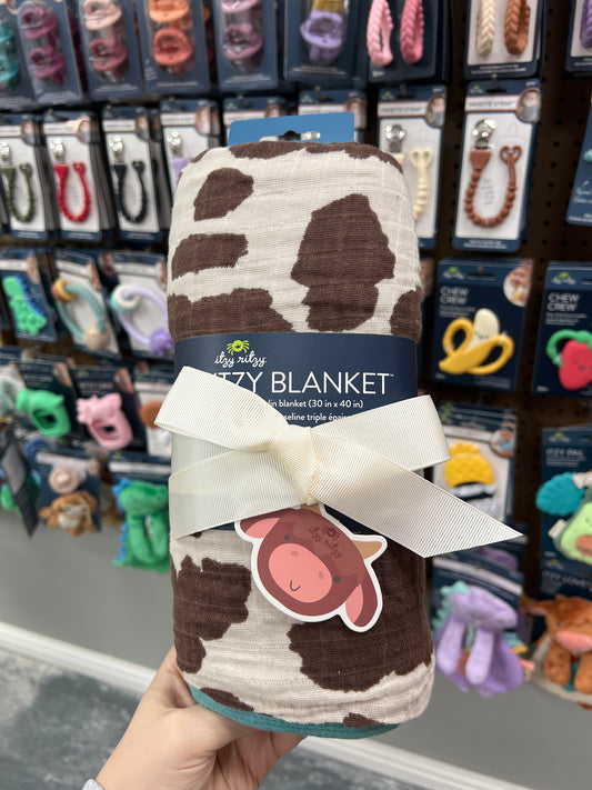 ITZY RITZY BLANKET- COW PRINT