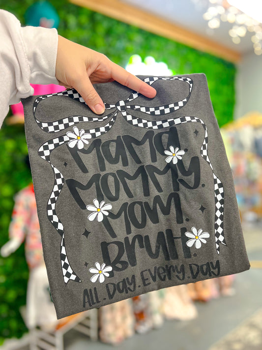 checkered bow mama/mommy/mom
