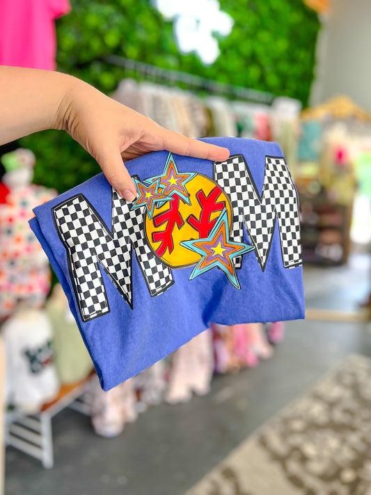 Checkered Softball Mom - CC