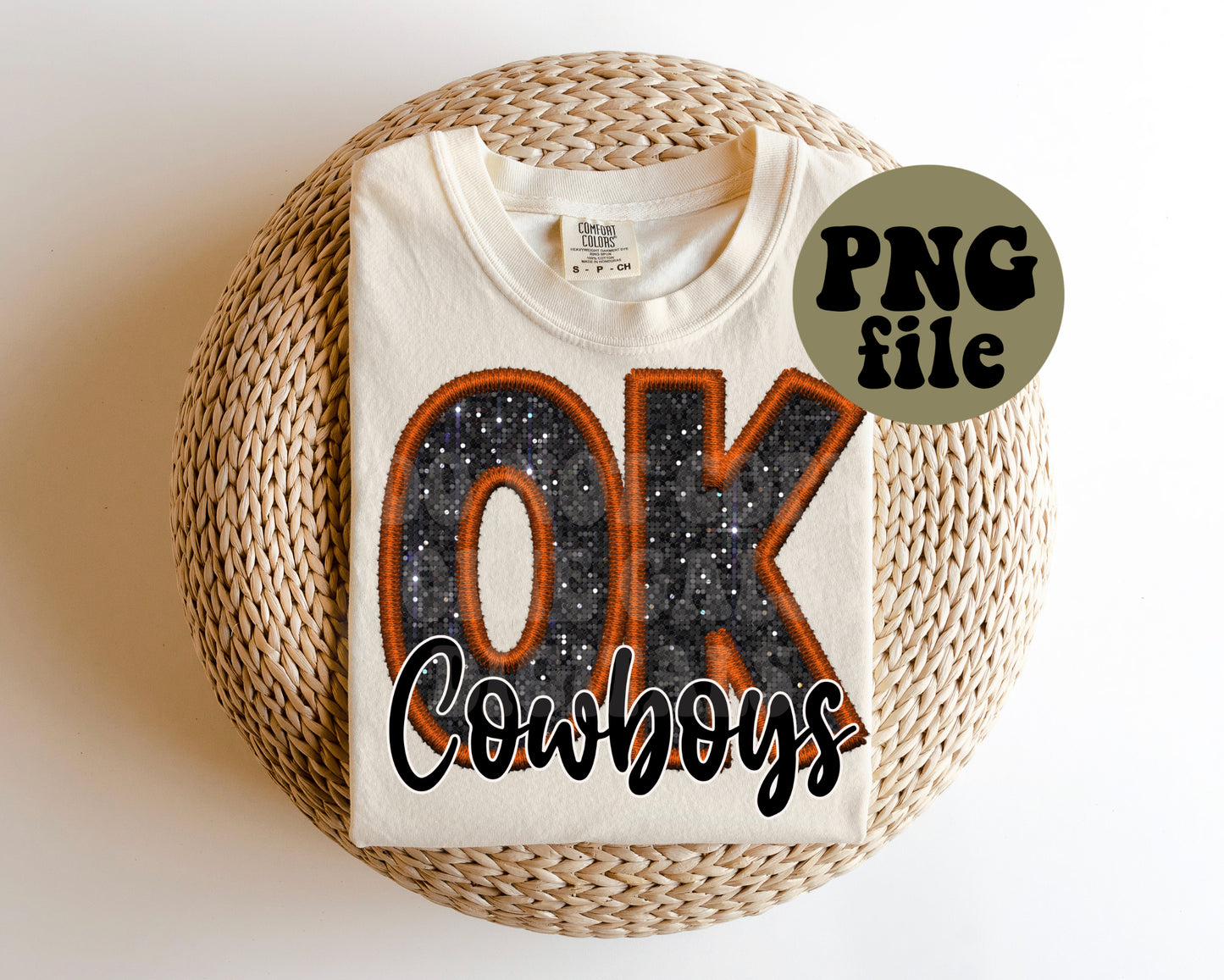 OK Cowboys Faux Sequin Faux Embroidery Digital Download | PNG File