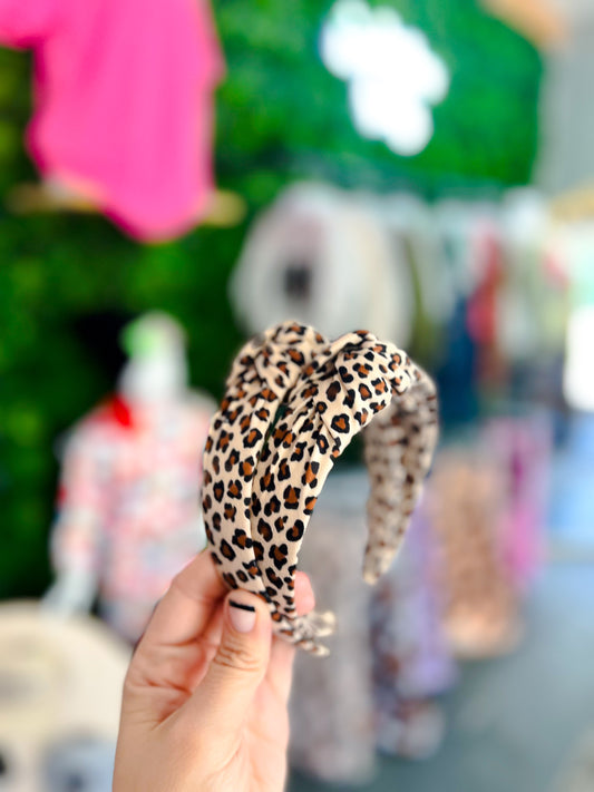 Cream Leopard Headband