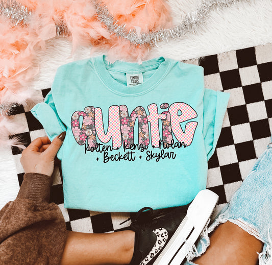 Floral/Checkered Name Tee