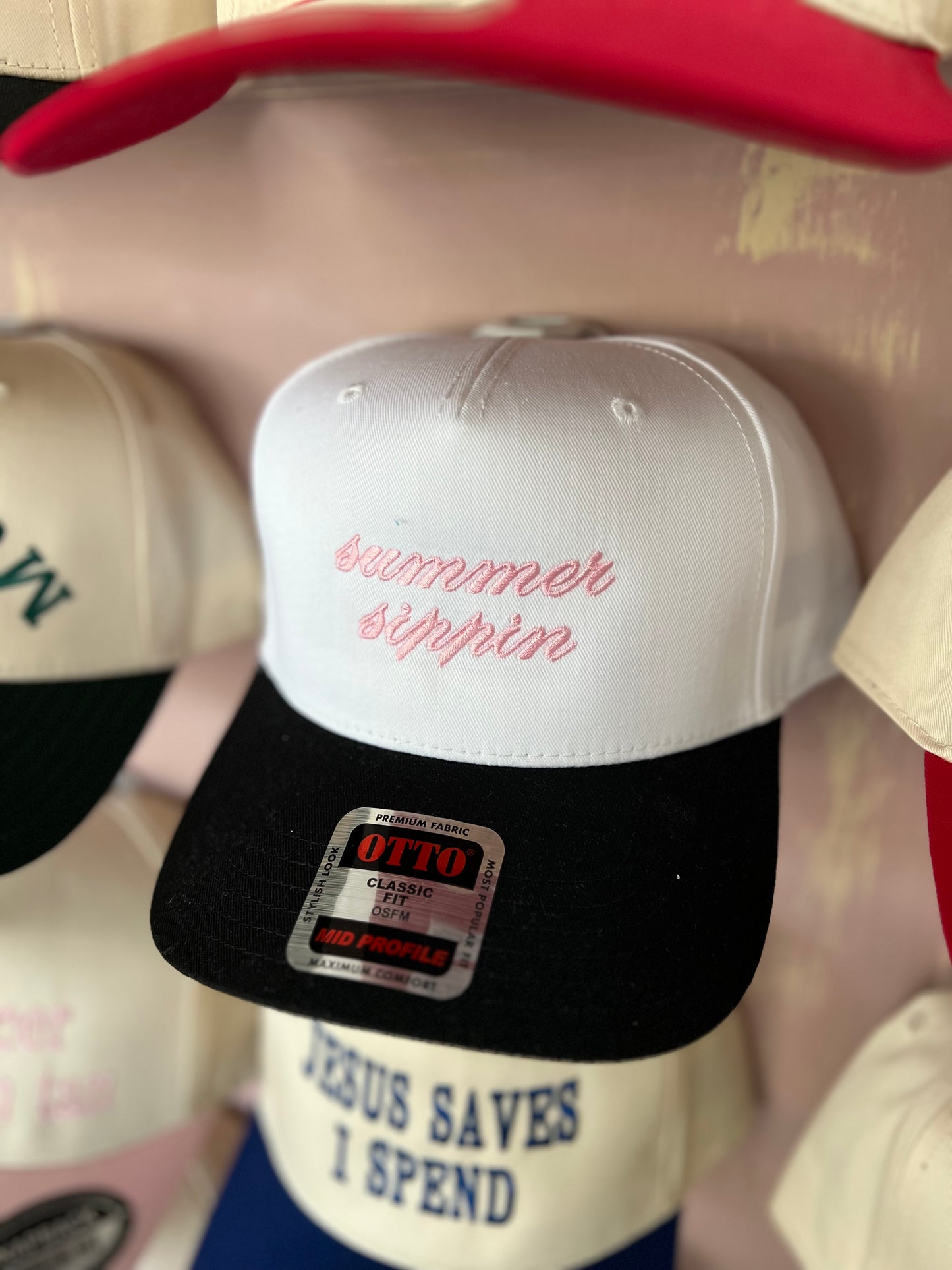 Summer Sippin - Blk/Nat Canvas Trucker