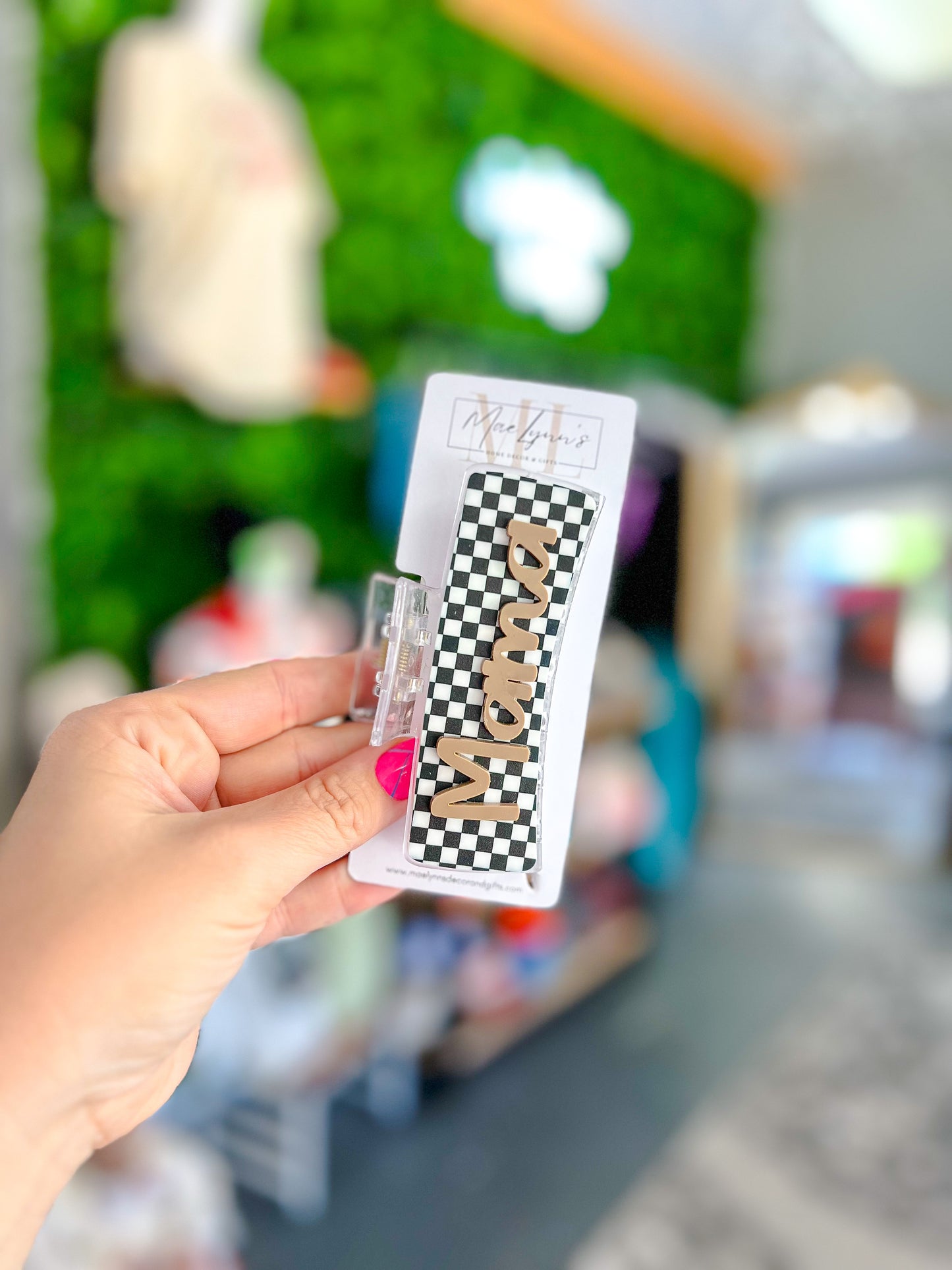 Checkered Mama - Hair Clip