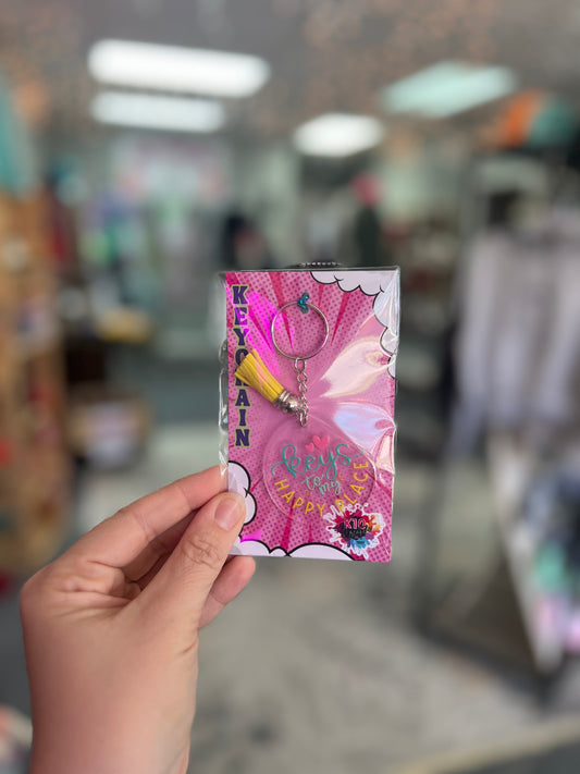 Happy Place Circle Keychain