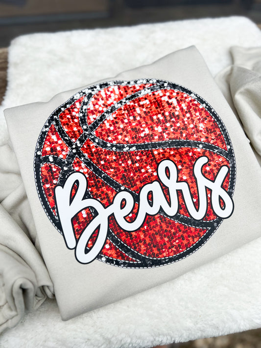 Custom Team Name With Faux Sequin Basketball