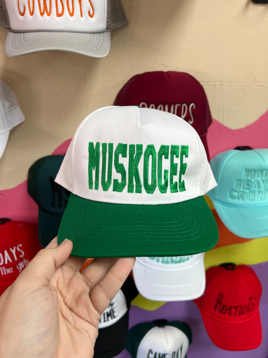 GREEN AND WHITE TRUCKER MUSKOGEE