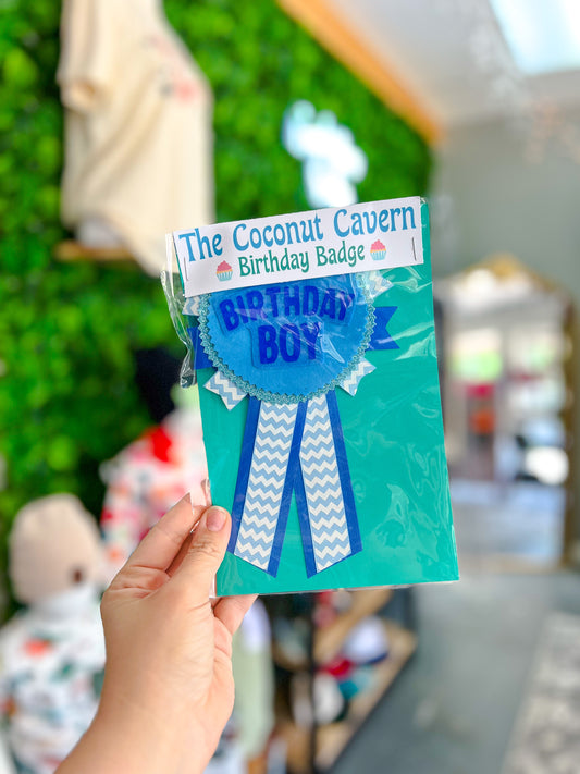 Birthday Badge - Birthday Boy - Blue Chevron