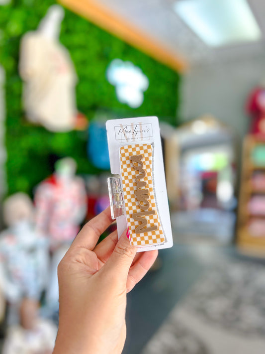 Checkered Mama - Hair Clip