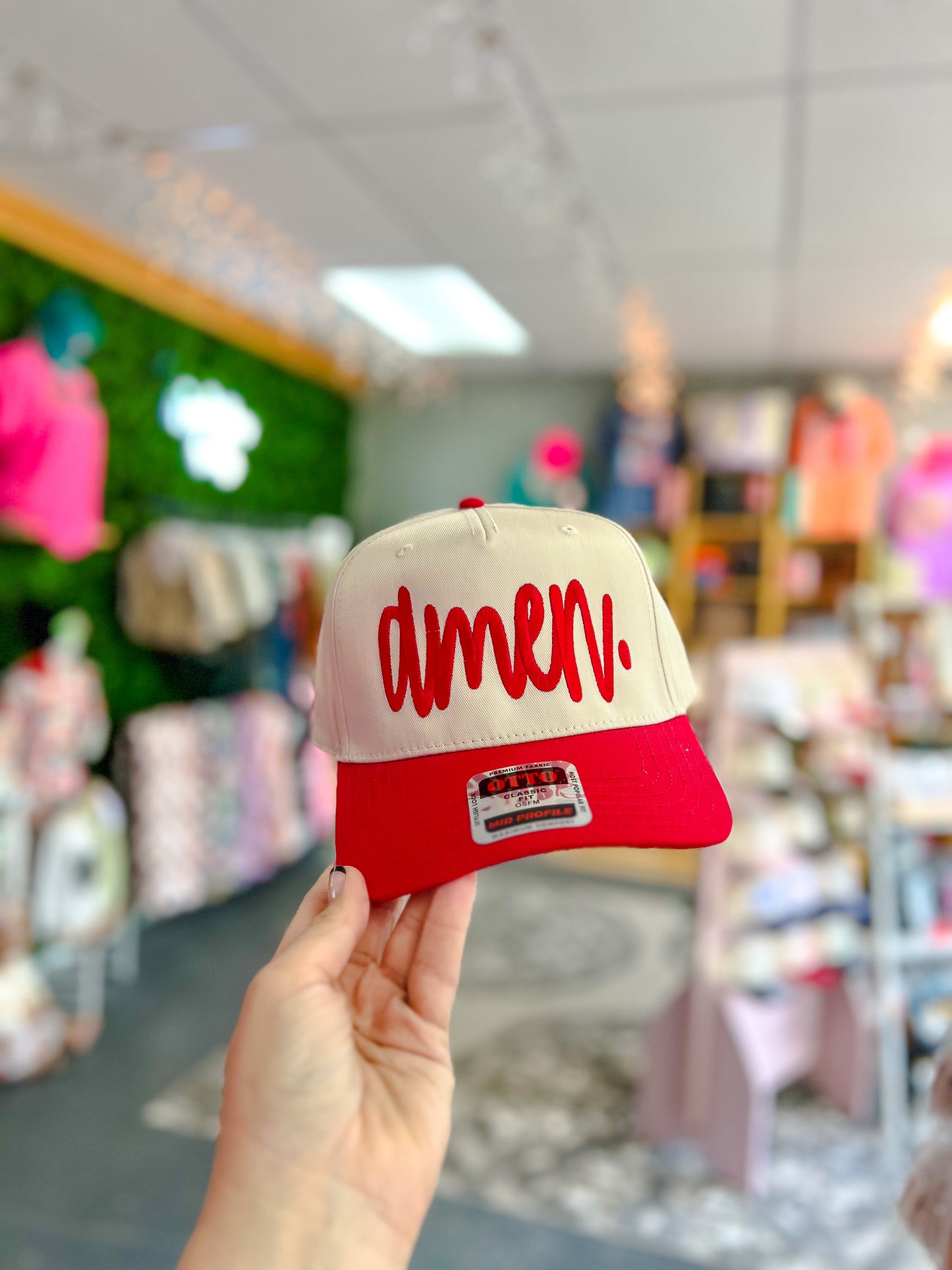 AMEN - RED/NAT Canvas Trucker