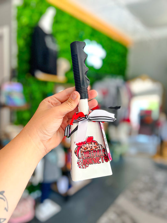 Hilldale Hornets | Leopard Football Cowbell - White