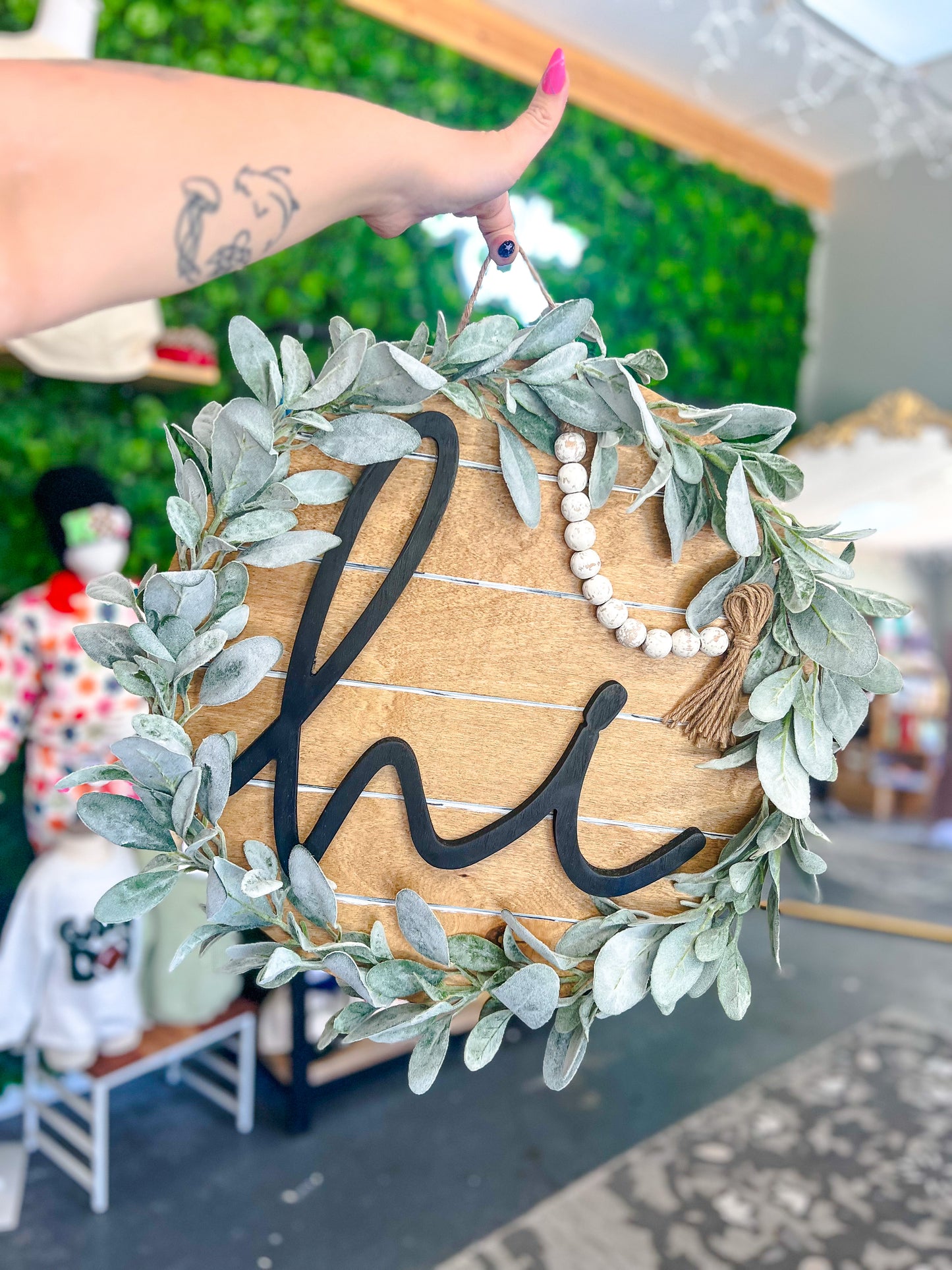 Wreath Style Black Hi - Door Hanger