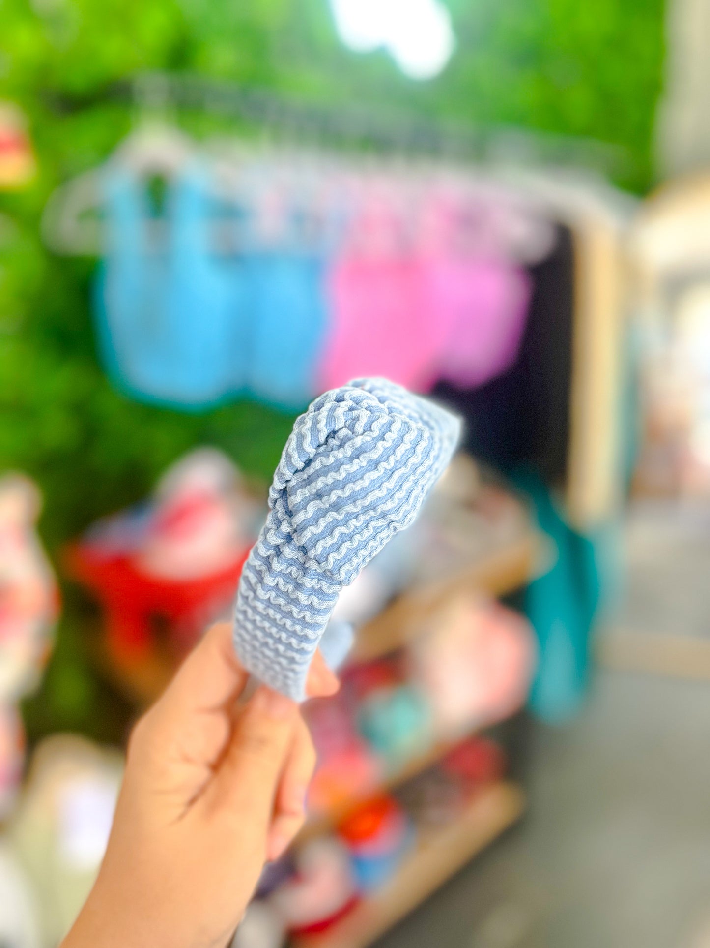 light blue ribbed headband