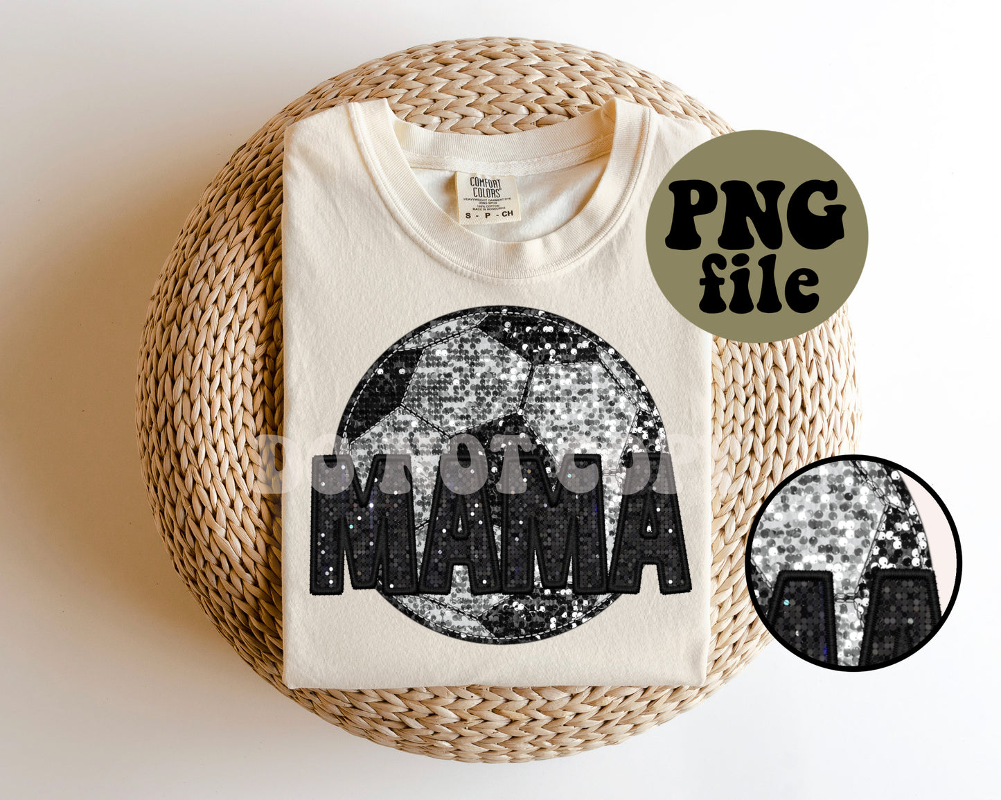 Soccer Mom Faux Sequin Faux Embroidery Digital Download | PNG File