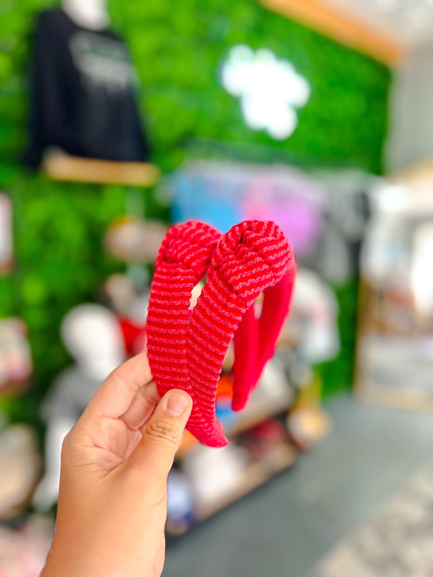 red ribbed headband