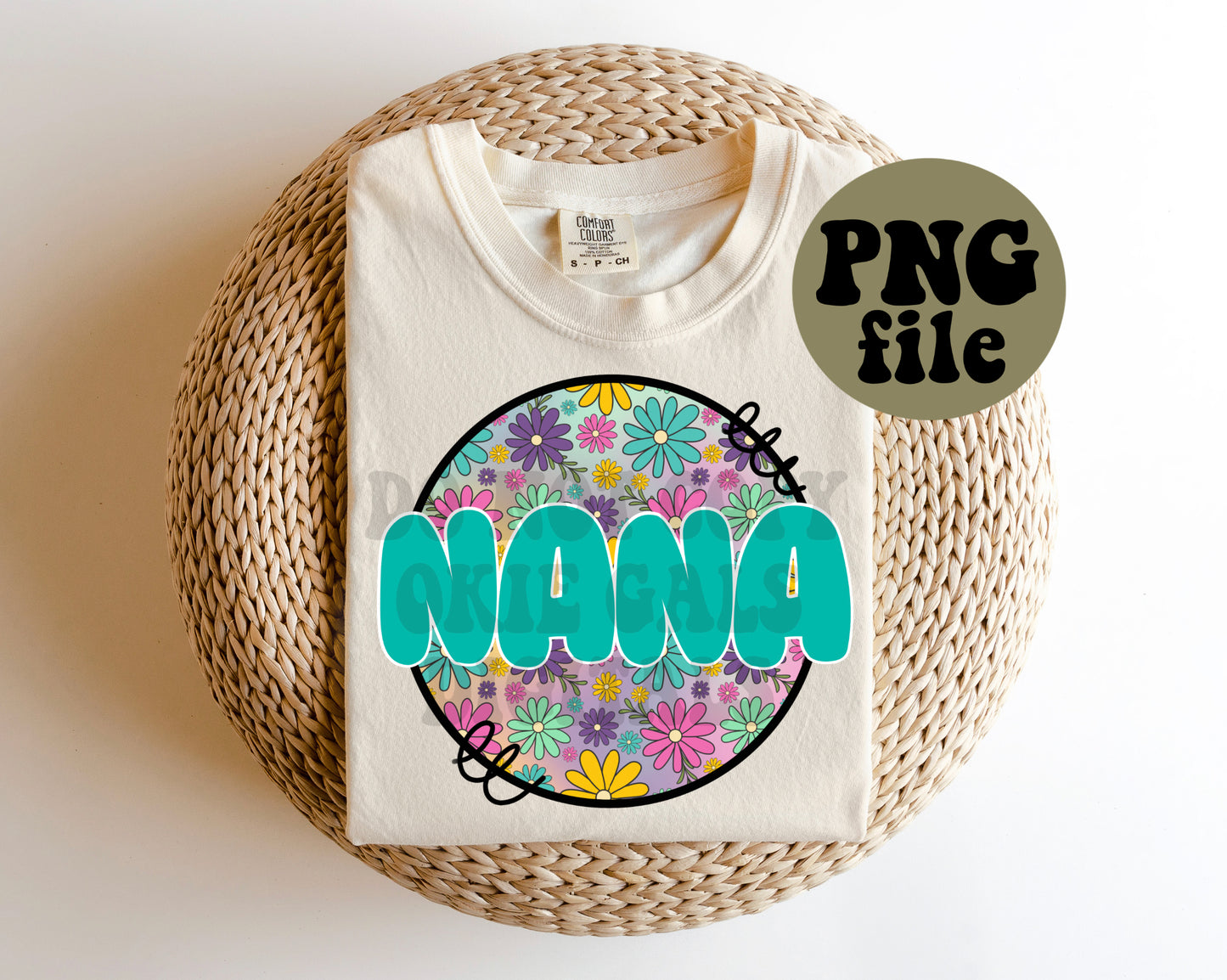 Nana Floral Circle Digital Download | PNG File
