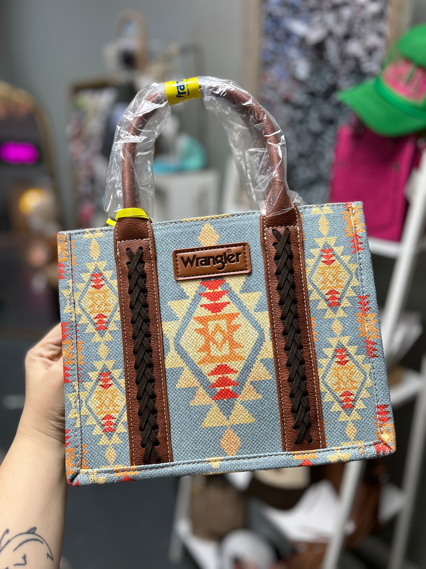 Baby Blue Aztec Wrangler Handbag