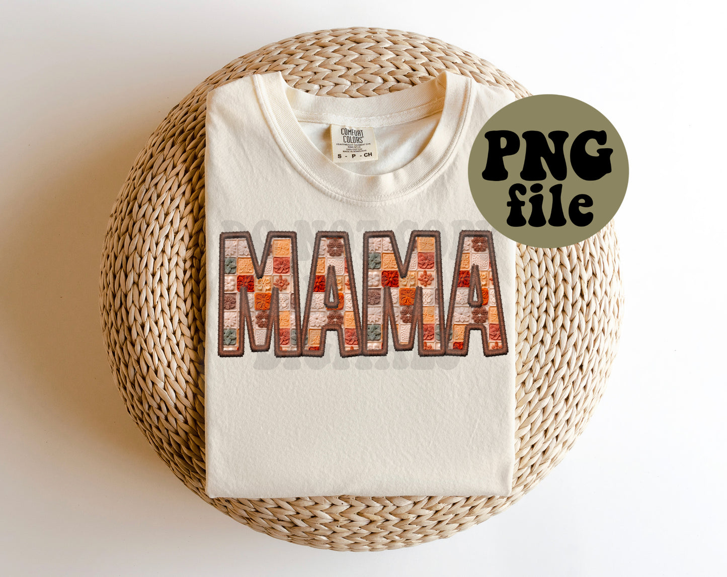 Mama Fall Quilt Faux Embroidery Digital Download | PNG File