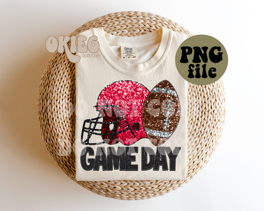 Game Day Football | Red | Digital Download | PNG File