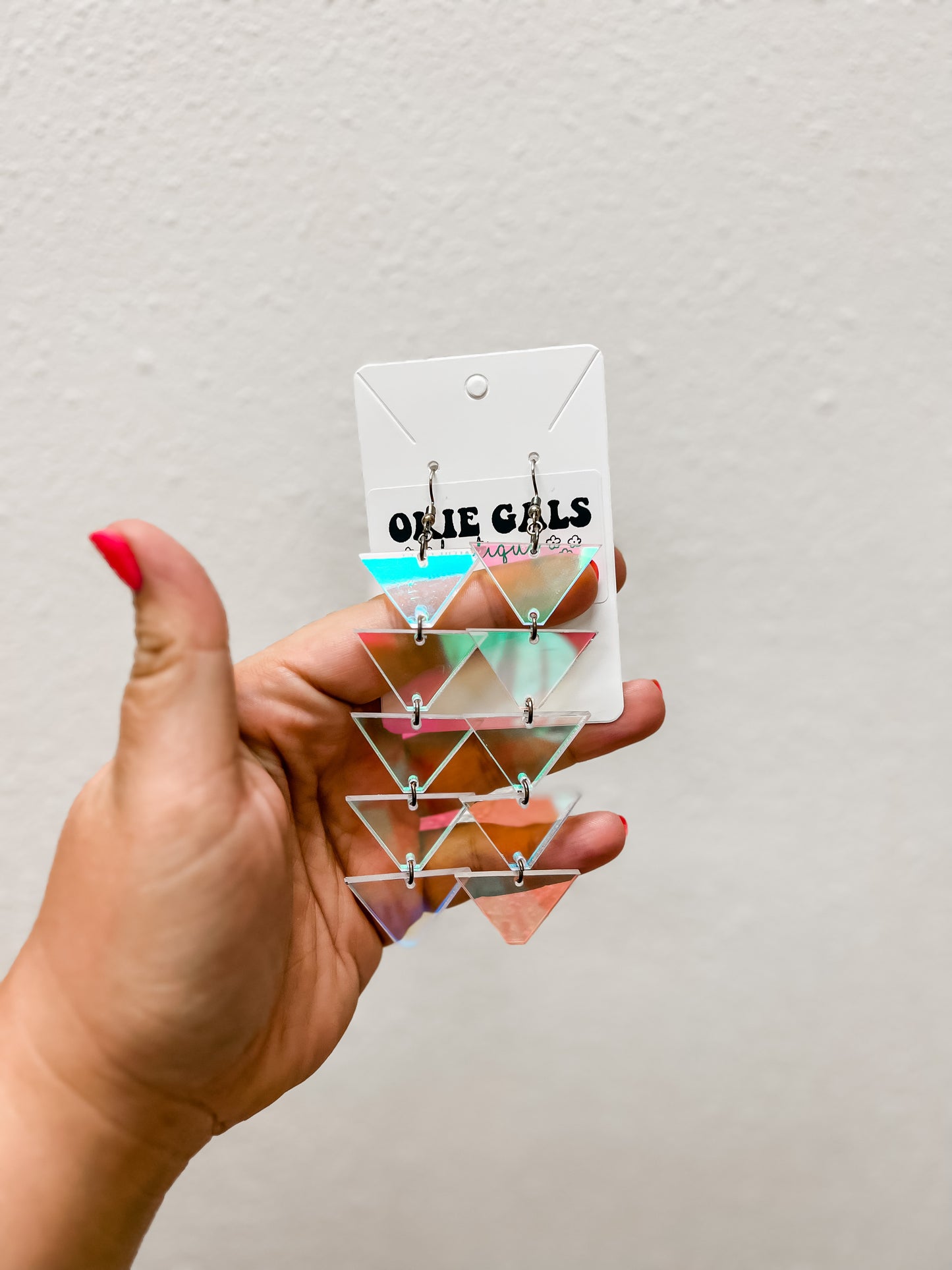 Holographic Triangle Earrings