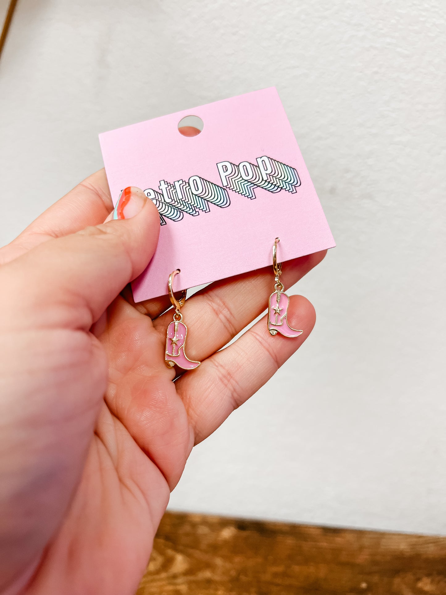 Pink Boots Huggie Earrings