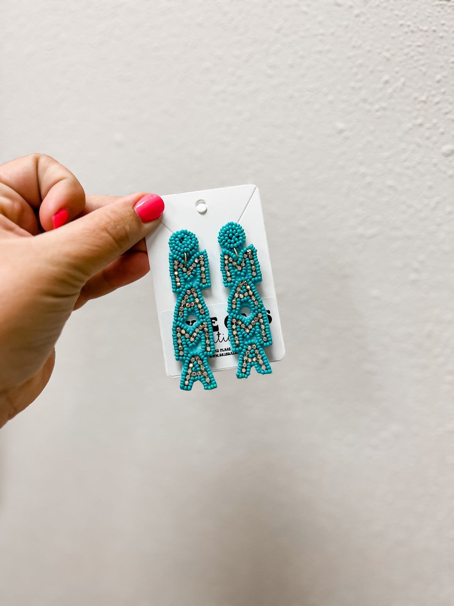 Turq Beaded Mama Earrings