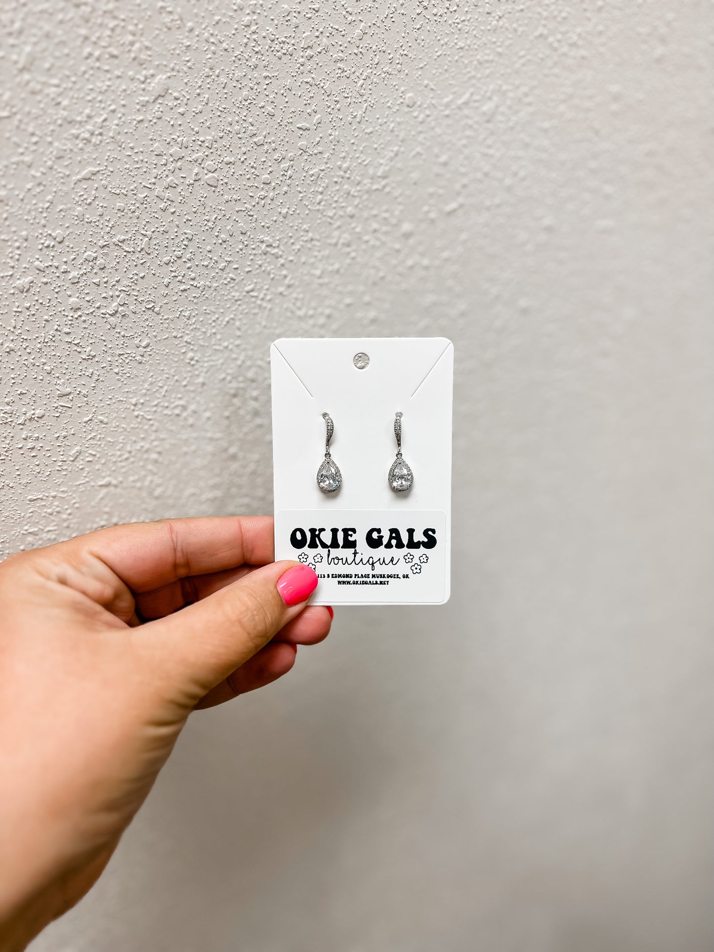 Dangle Teardrop CZ Earrings