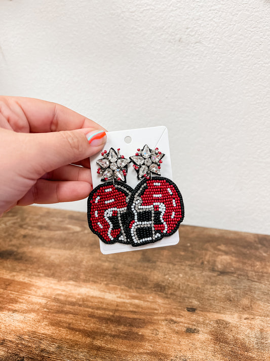 Crimson Football Helmet Earrings
