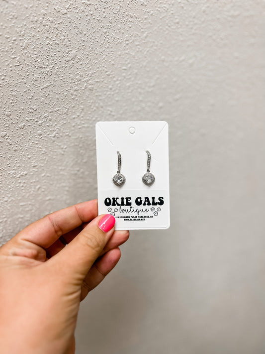 Dangle CZ Earrings - Square