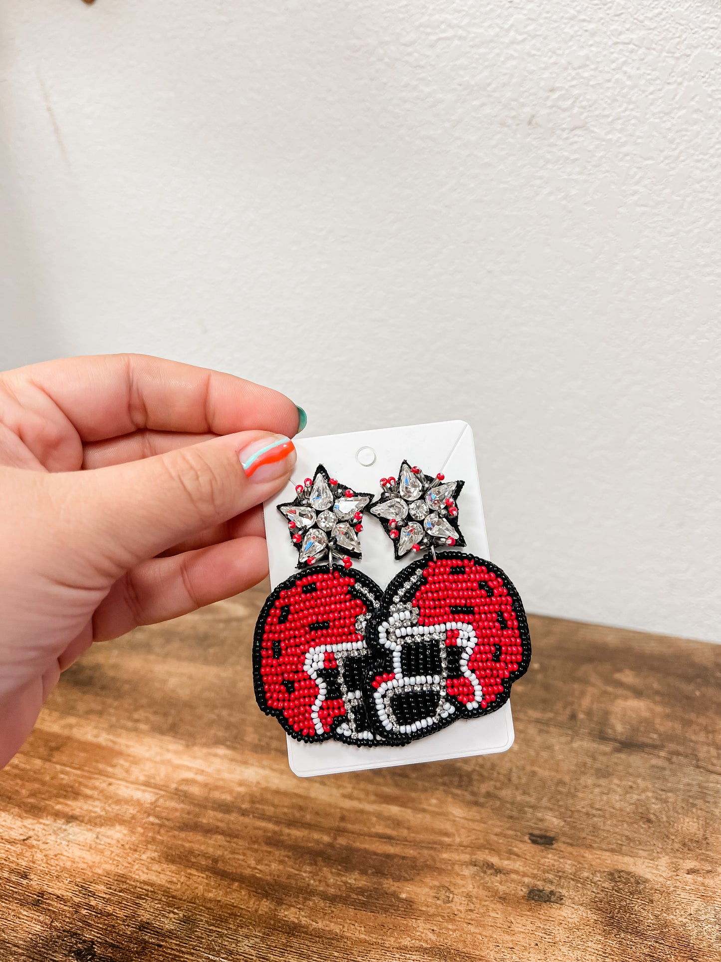 Red Football Helmet Earrings