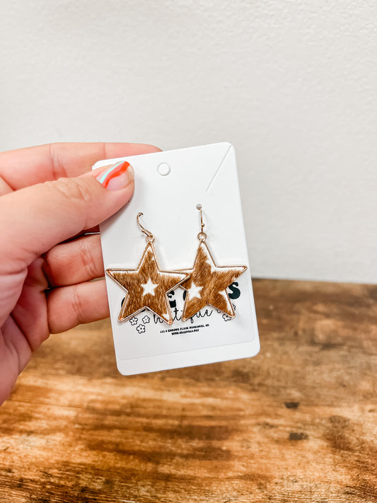 Cowhide Star Earrings