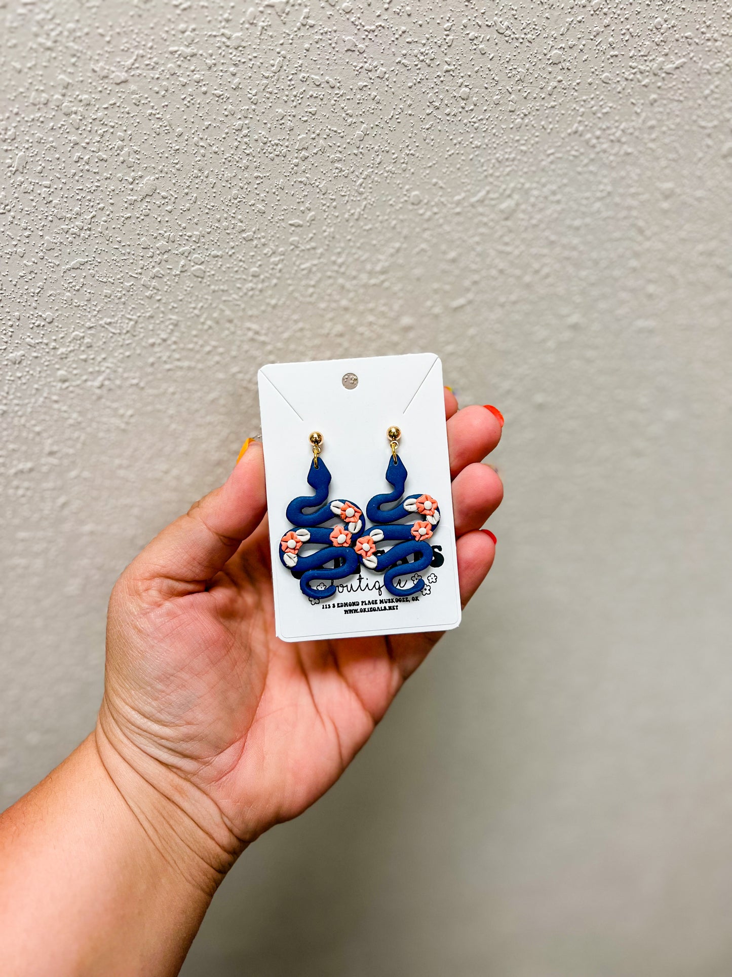 Clay Floral Snake Earrings