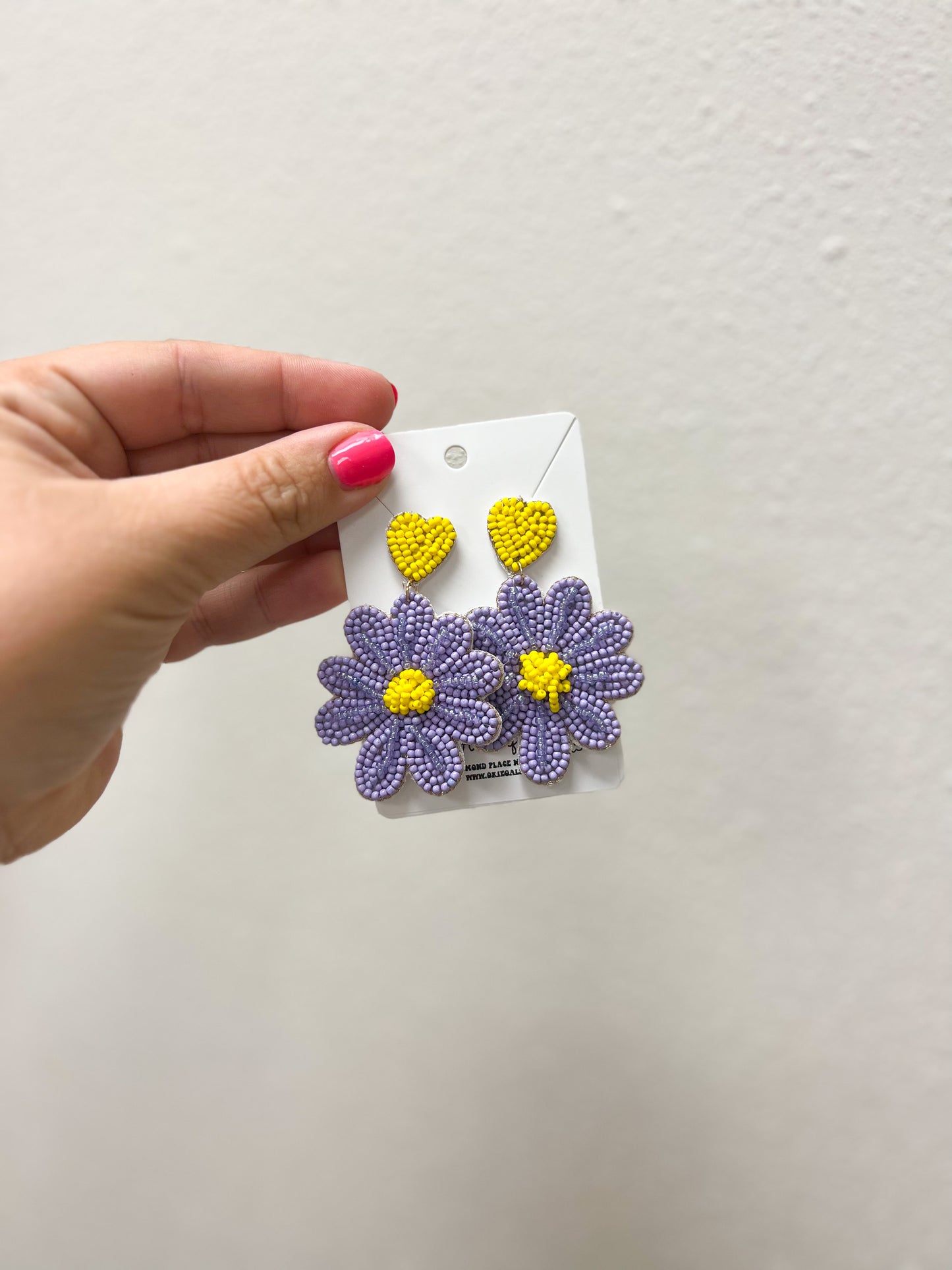 Purp Beaded Floral Earrings