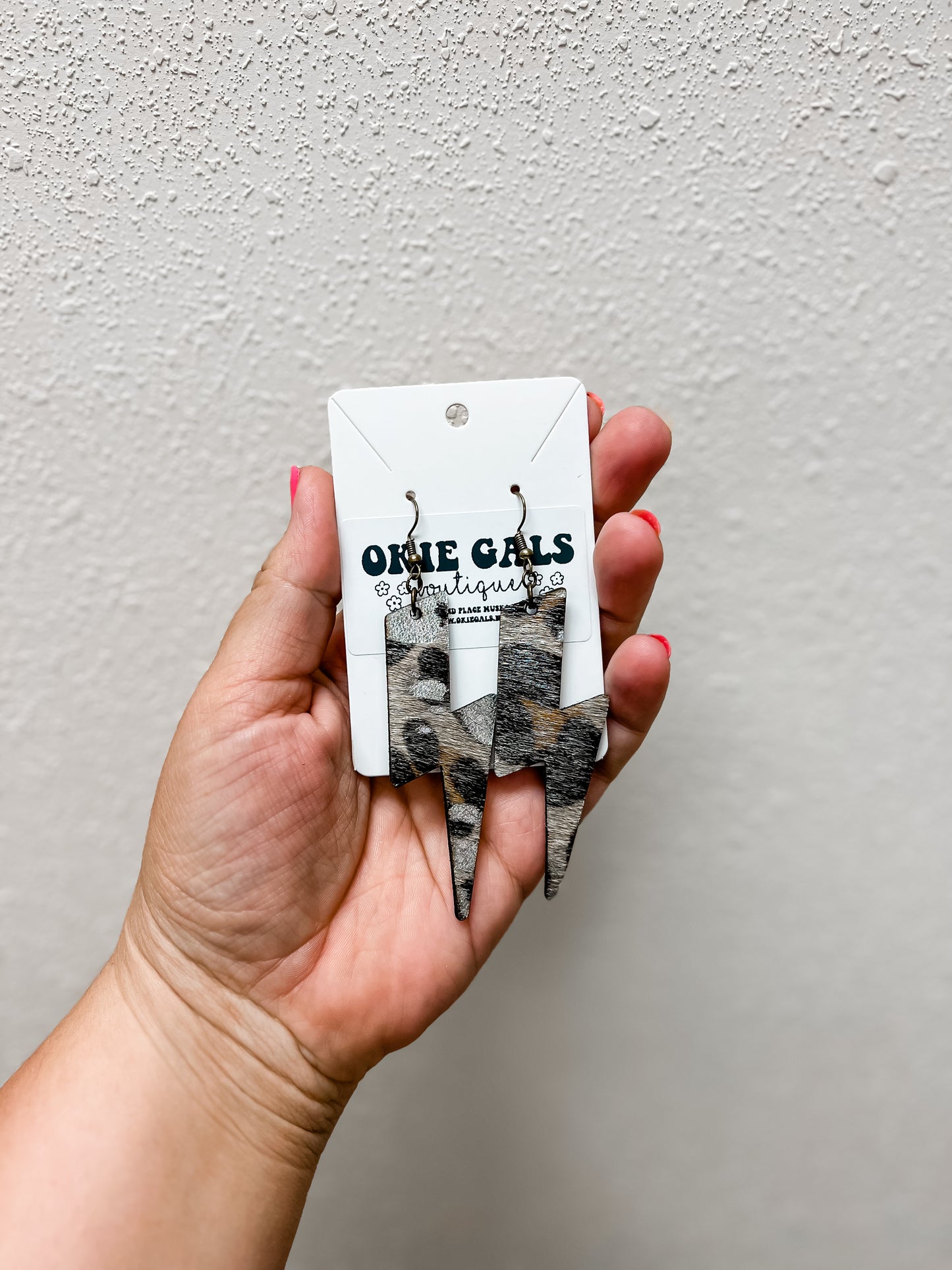 Cowhide Bolt Earrings