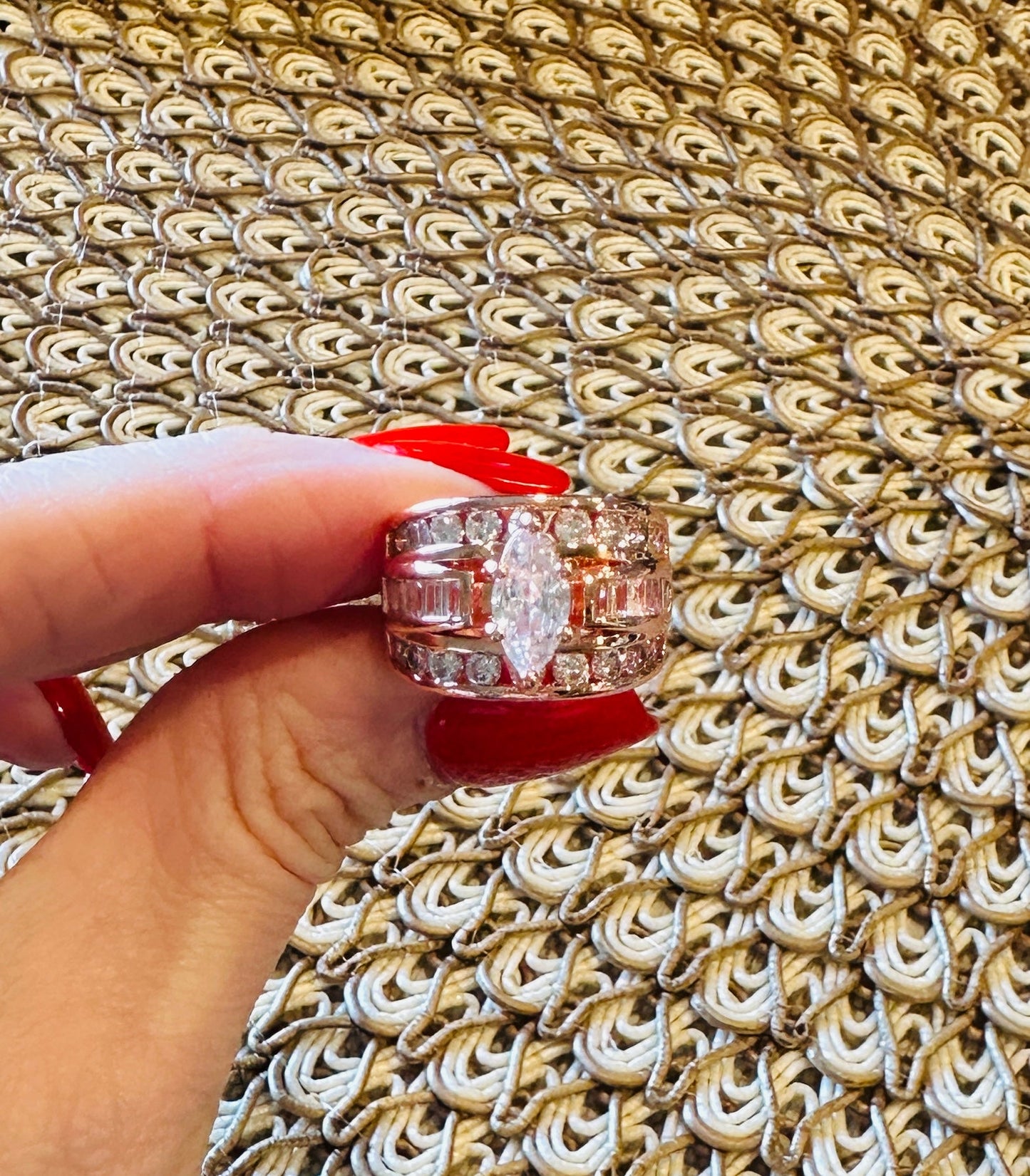 Victoria Marquise Cut Stacked Ring-Champagne Gold