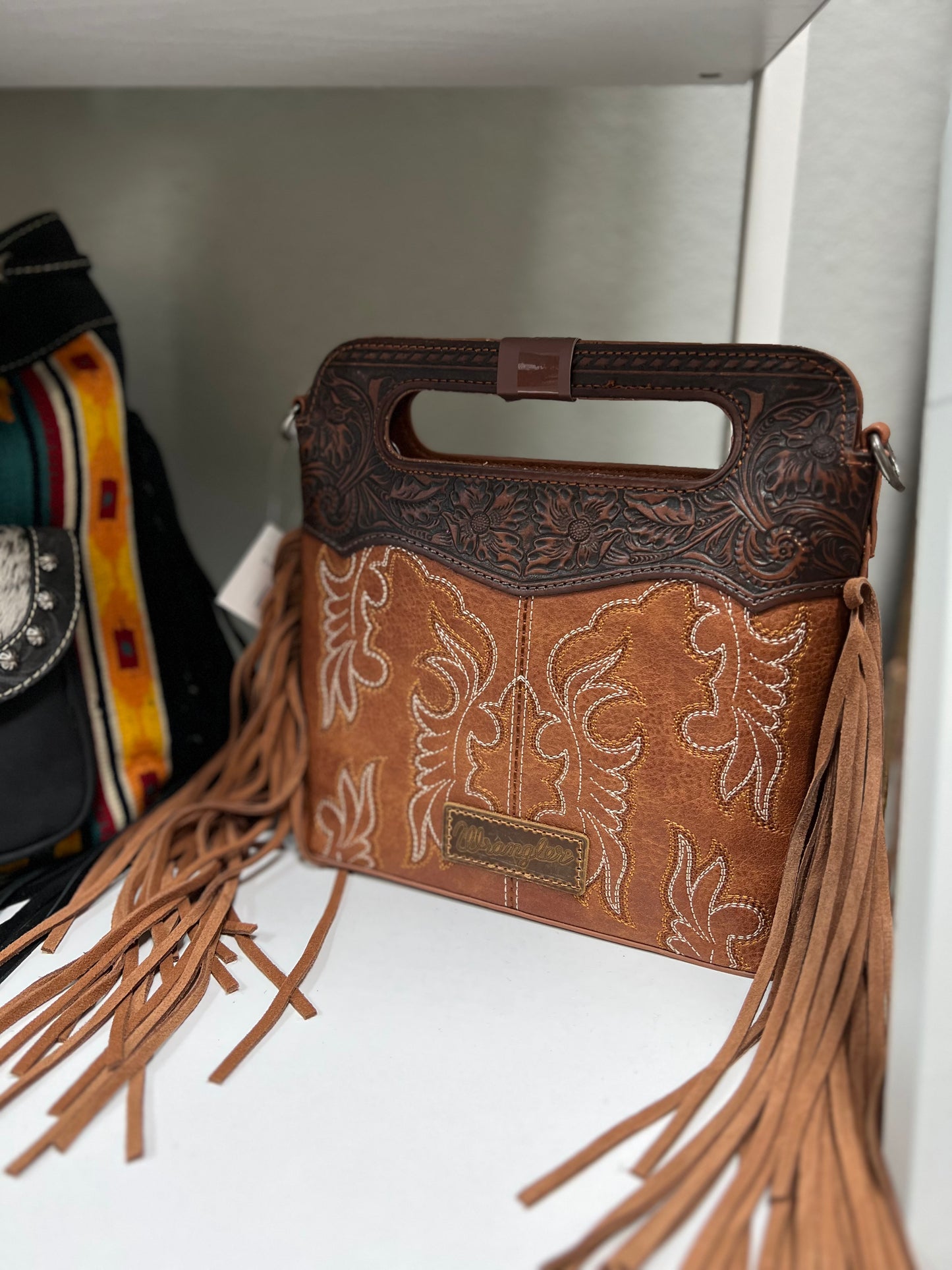 Brown Fringe Clutch Purse