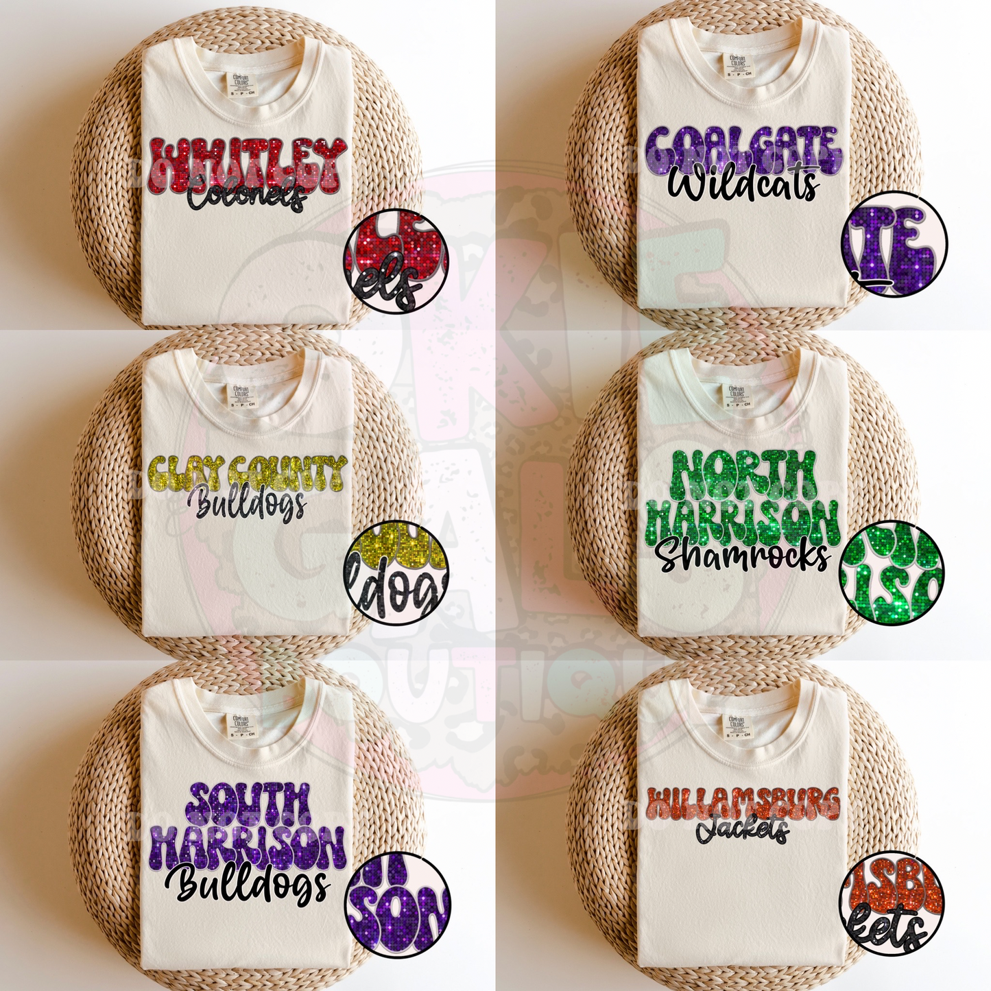 Custom Mascot Faux Embroidery Faux Glitter Digital Download | PNG File