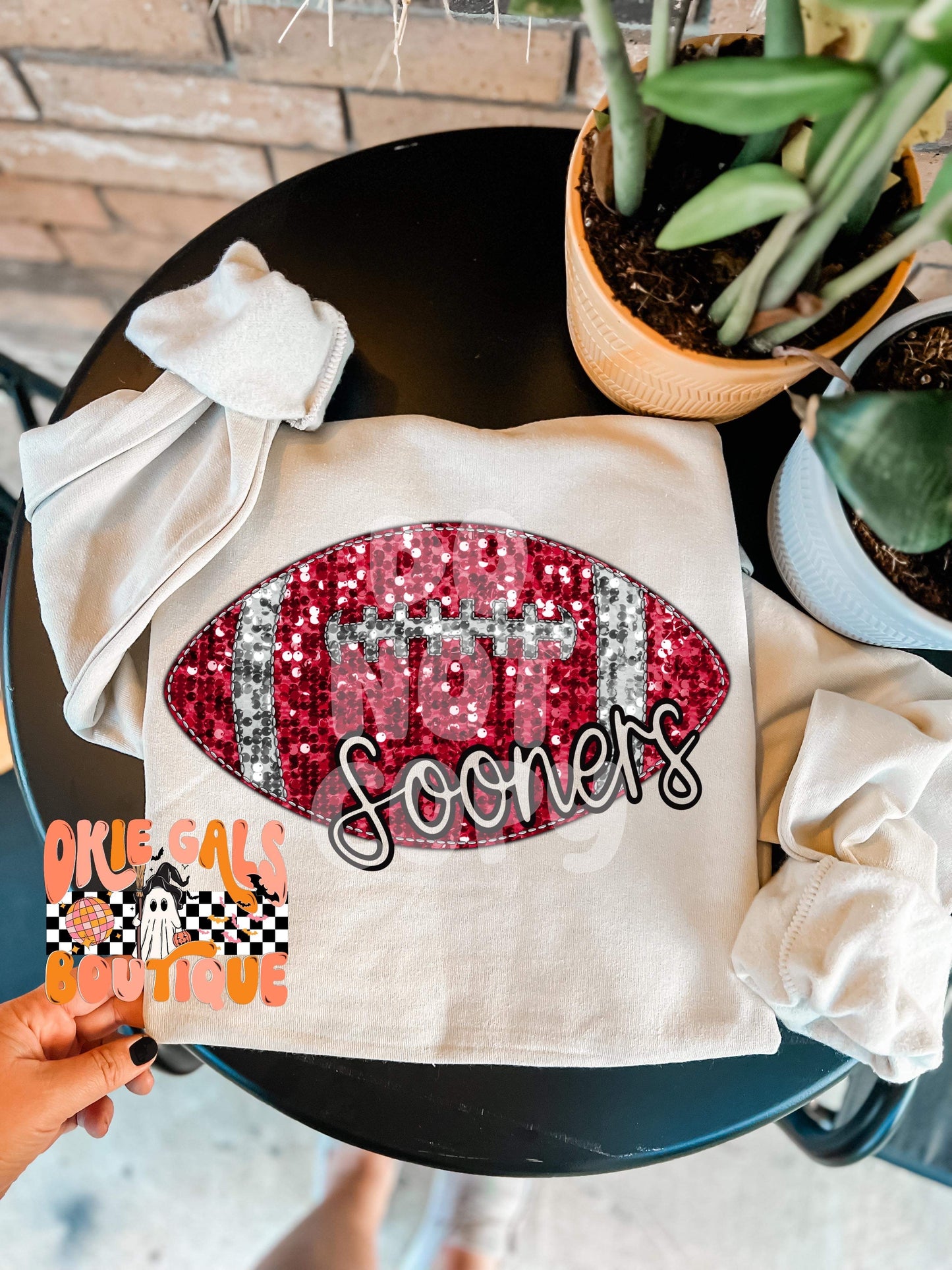 Custom Team Name With Faux Sequin Football