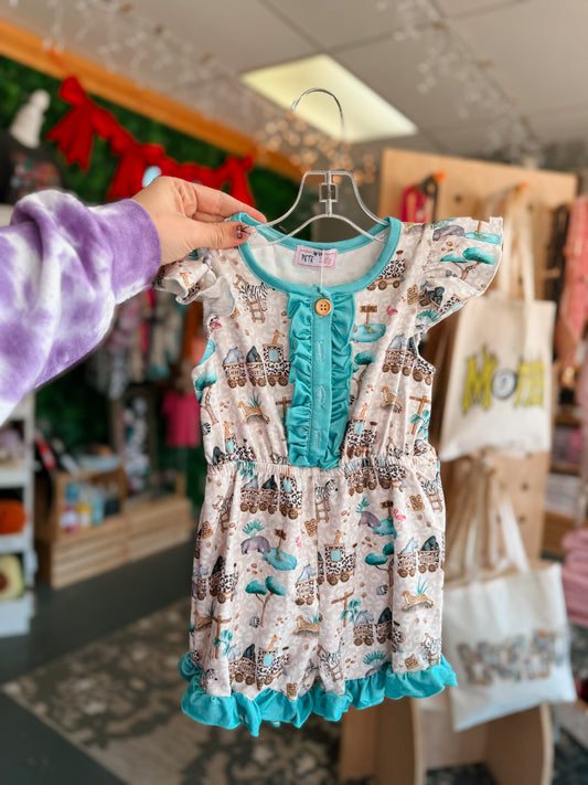 Safari Train Girls Romper