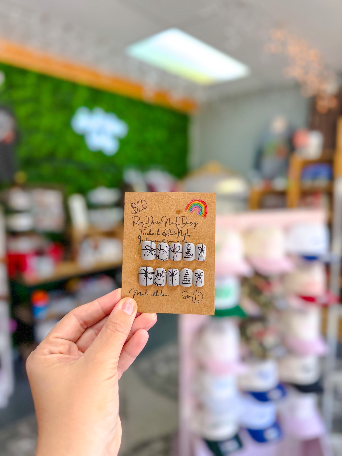 Press On Nail Set | mouse/bows {size large}