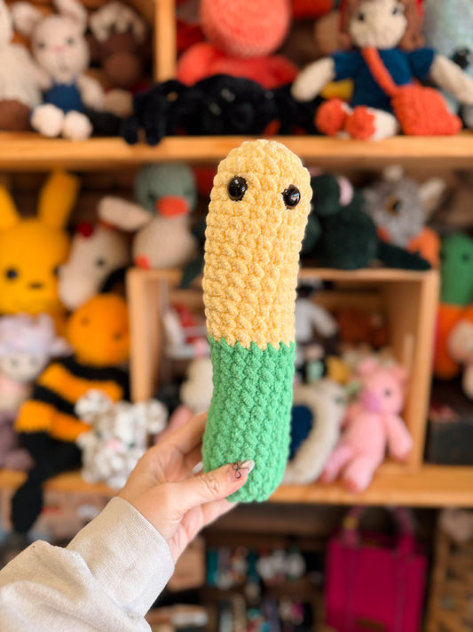 Yellow and green gummy worm